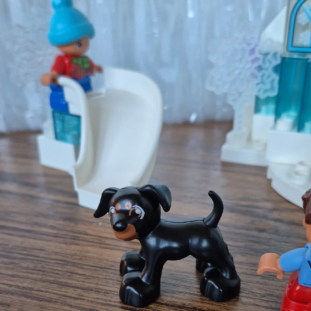 Dusney Frozen Castle Building Set with Light Brick Plus Doggie And Kids Playing.